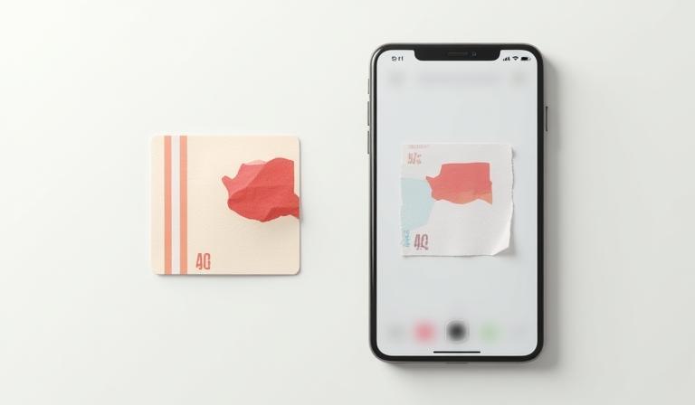Comparison visual showing a physical sticker next to a digital device
