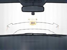 Diagram showing correct placement of a vignette on a car windshield