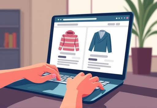 Illustration of buying something online on a laptop