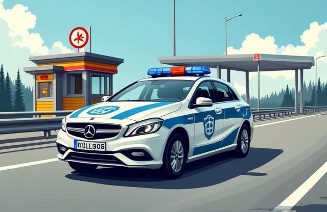 Image representing a police car or toll control booth