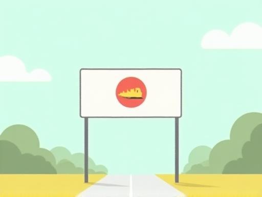 Illustration representing a road sign with a vignette icon